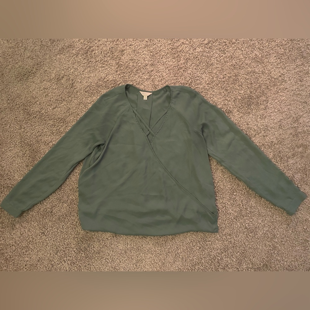Green V-Neck Blouse
